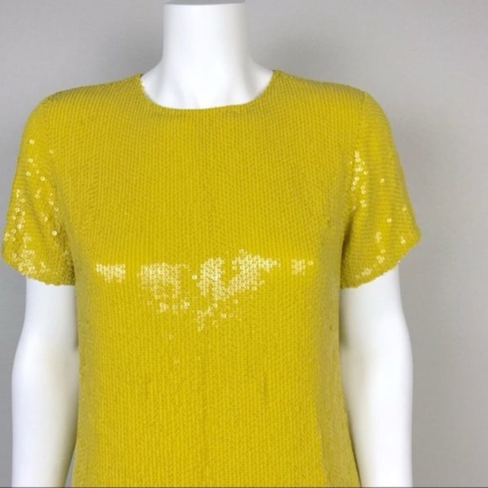 Diane Von Furstenberg Yellow Sequin Women's Top DVF - Picture 2 of 3